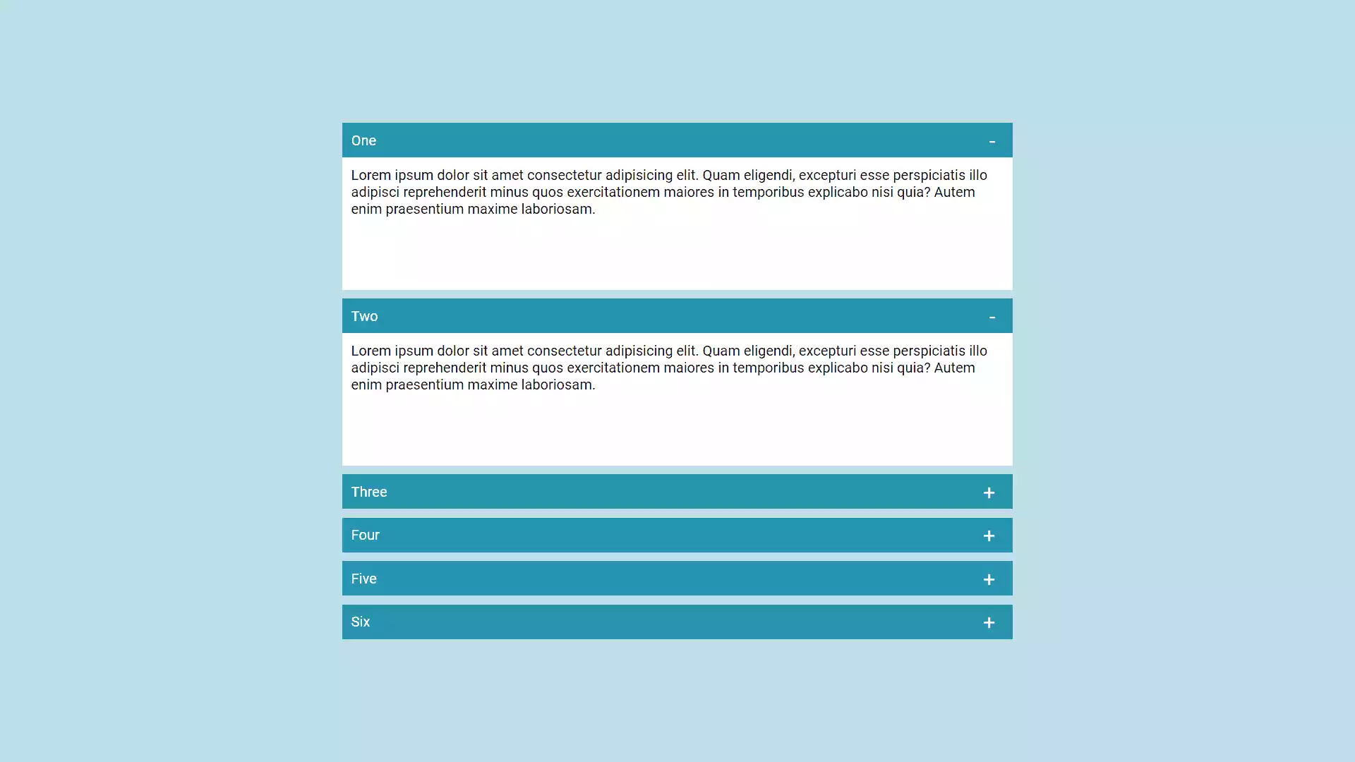 Accordion using HTML, CSS and JavaScript