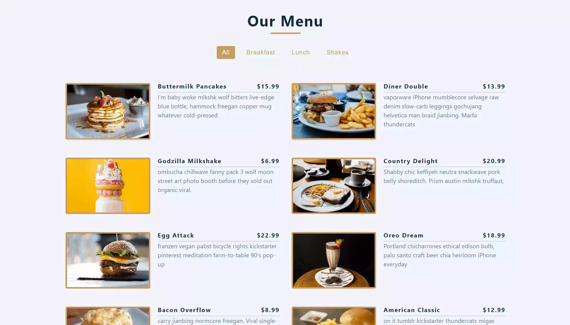 Menu app using React JS