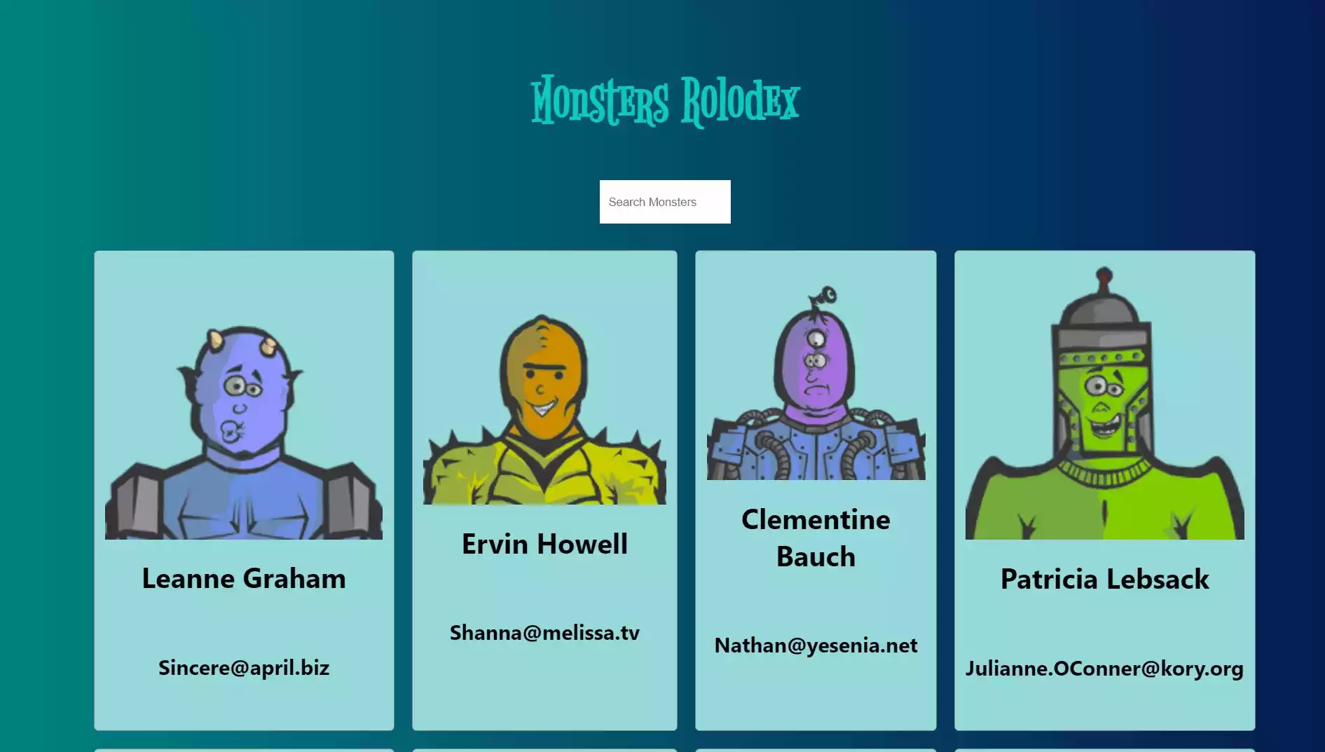 Monsters Rolodex with React App - A fun way to learn React Monsters Rolodex with React App A fun way to learn React
