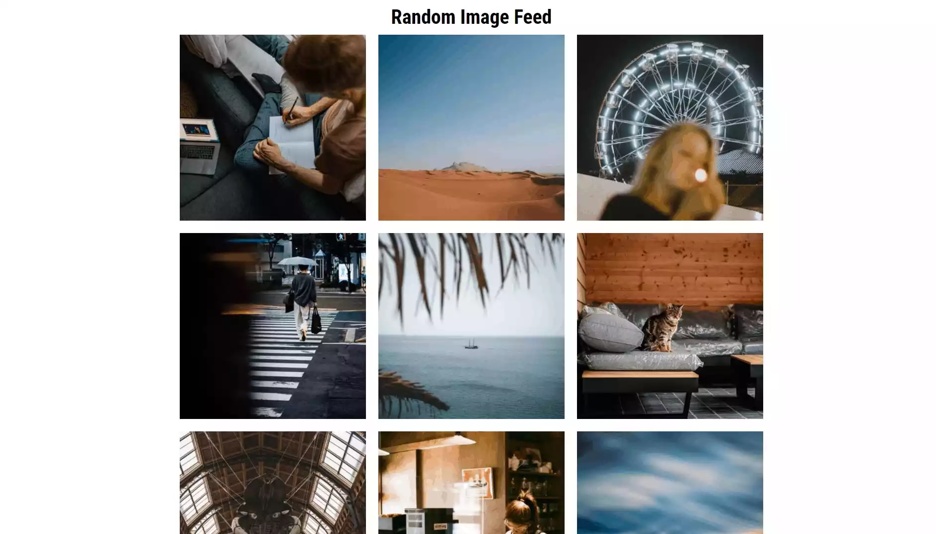 Random Image Feed using HTML, CSS and JavaScript
